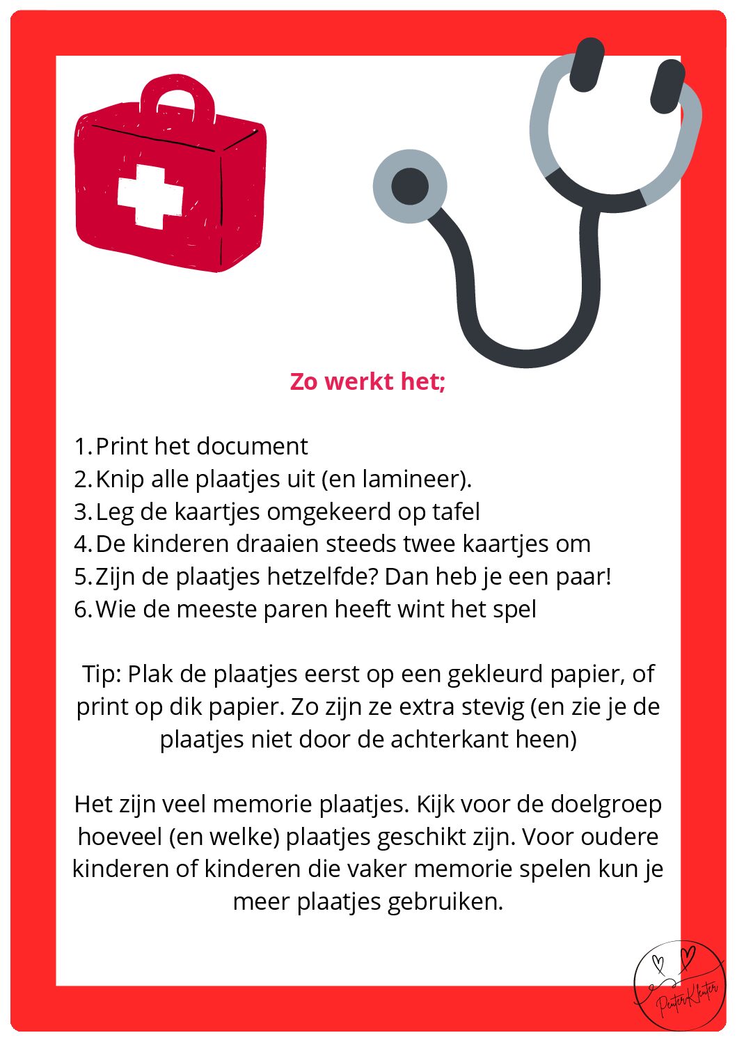 ziek/gezond plaatjes memorie