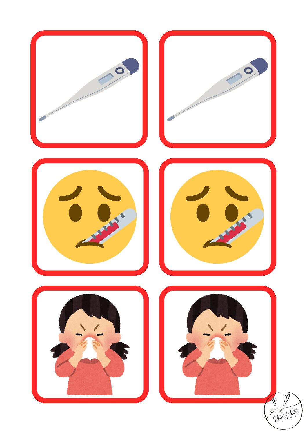 ziek/gezond plaatjes memorie