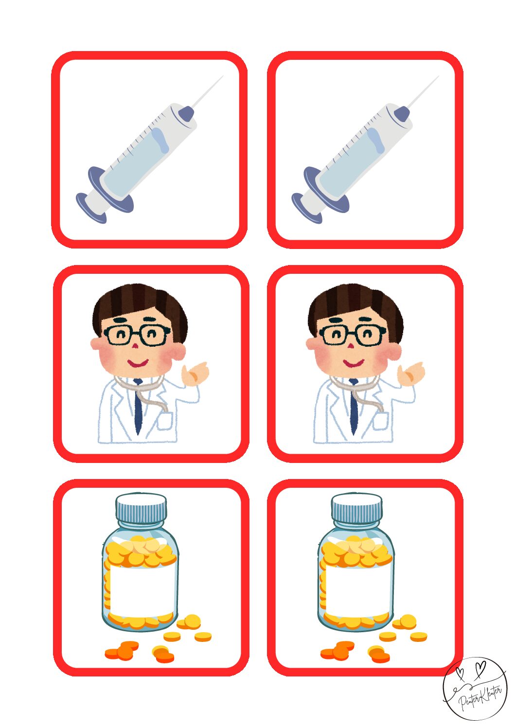 ziek/gezond plaatjes memorie